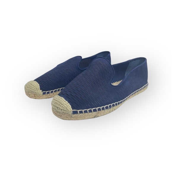 Vince Camuto ⌘ Disti Perforated Leather Flat Jute Trim Espadrilles ⌘ Navy 36 6M - Picture 8 of 16
